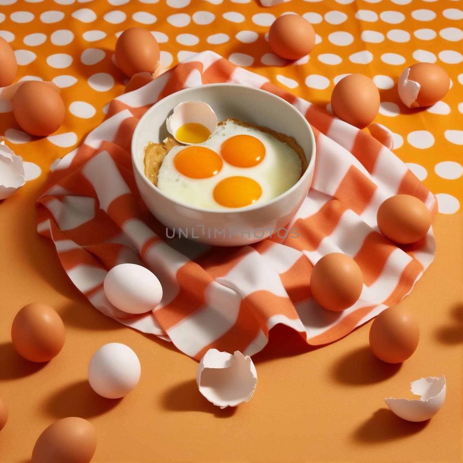 pattern yellow egg food white easter healthy color background texture breakfast. Generative AI. by Vichizh