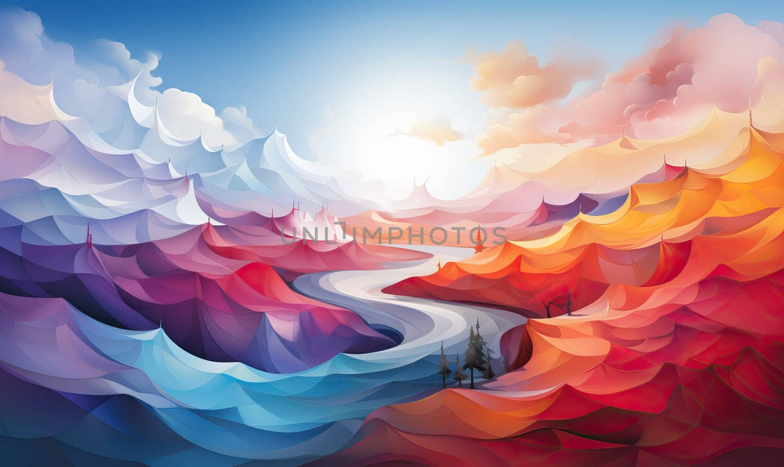 Creative of shiny elegant colorful and luxury wave elements with shiny lines on abstract background.