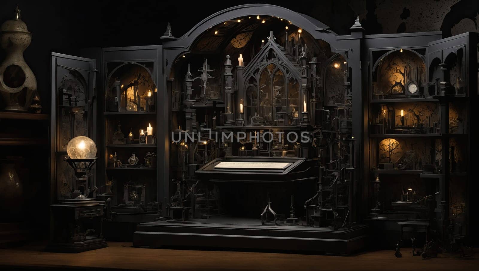 Dark gothic altar. AI generated