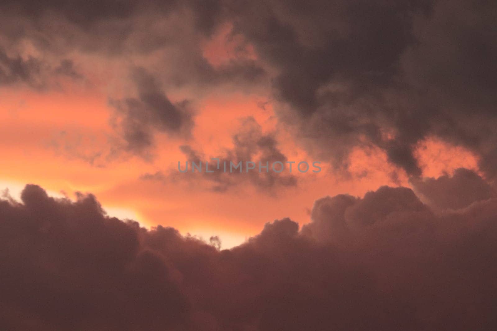 Orange, Black and white dramatic sunset sky line . High quality photo