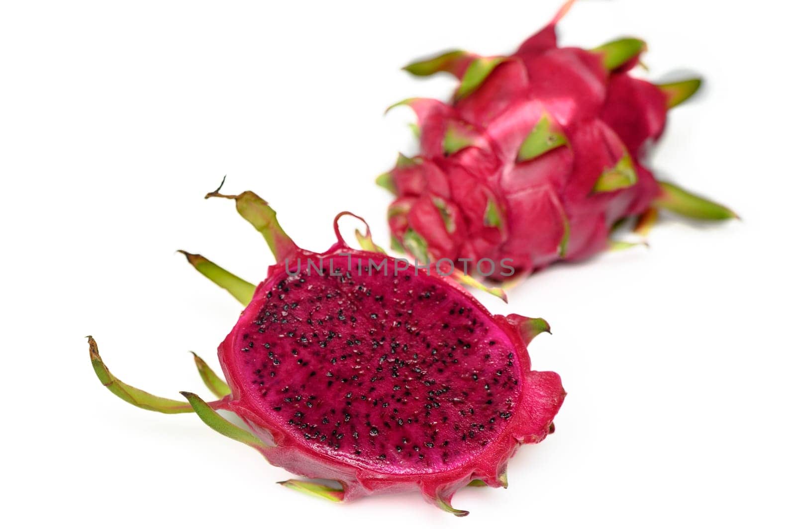 fresh red dragon fruit - pitahaya on white background by Mixa74