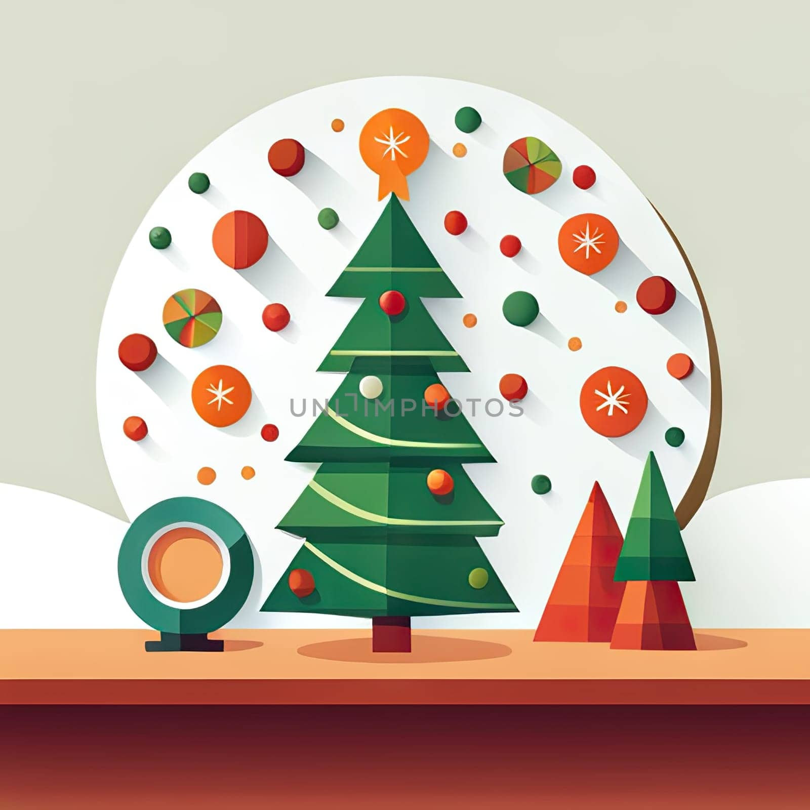 Christmas tree icon, decorated sign, spruce logo illustration. by EkaterinaPereslavtseva