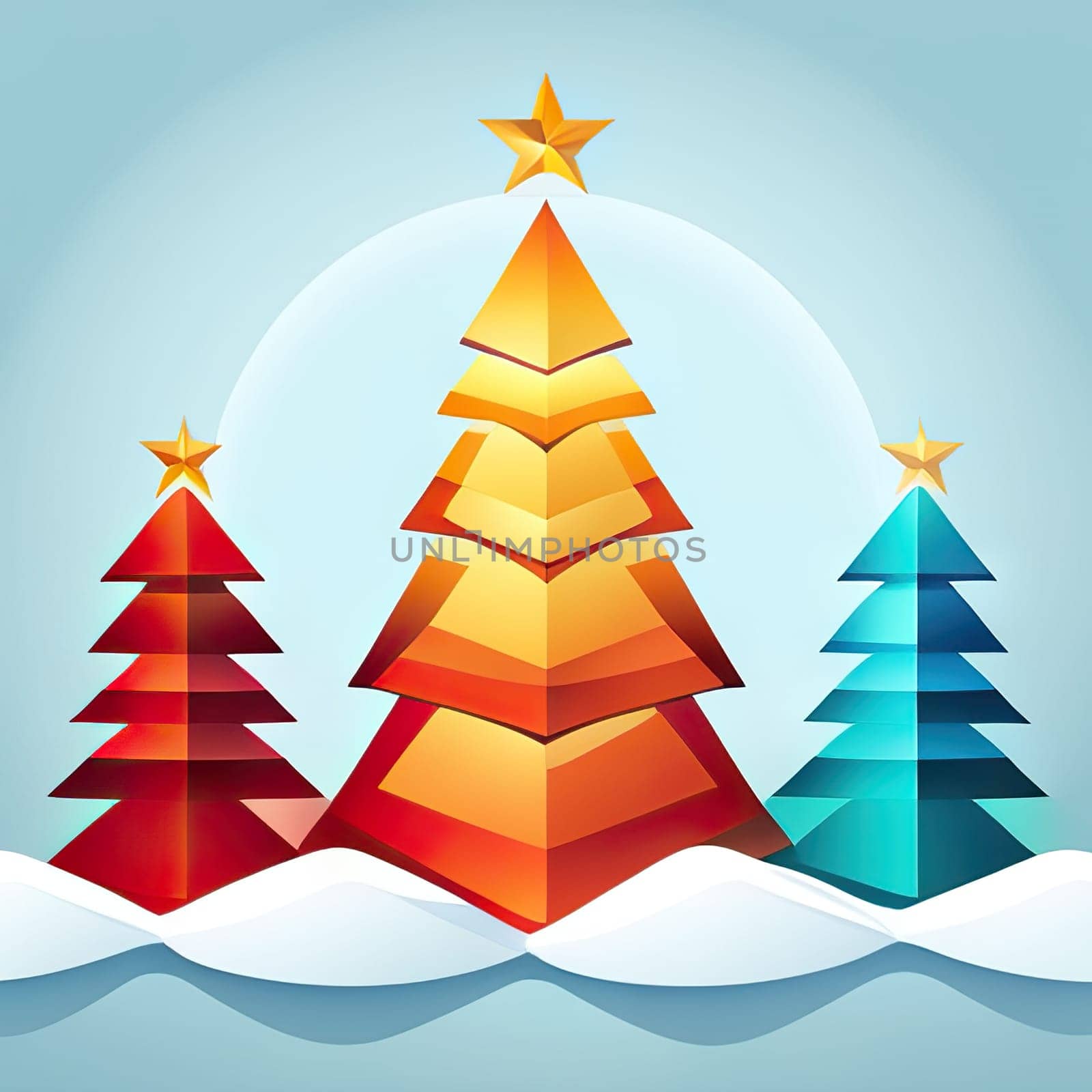 Christmas template. Decorative Christmas tree shape in modern flat style. Perfect for card, invitation, logo design, etc.