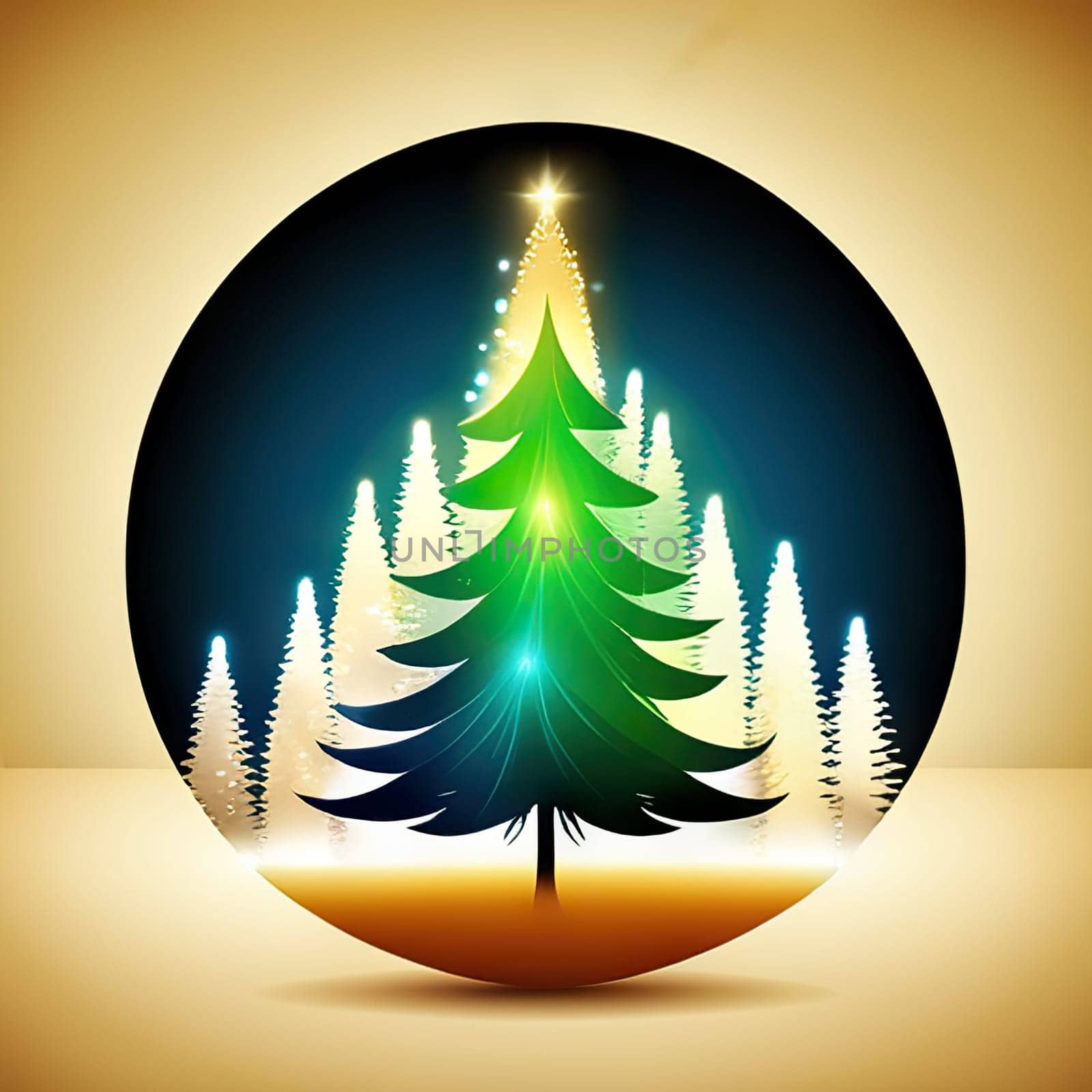 Christmas and New Year illustration with Xmas tree. by EkaterinaPereslavtseva