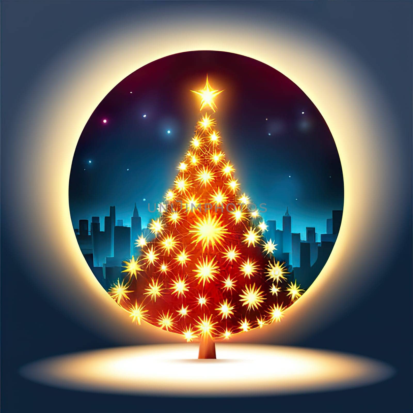 Christmas and New Year illustration with Xmas tree