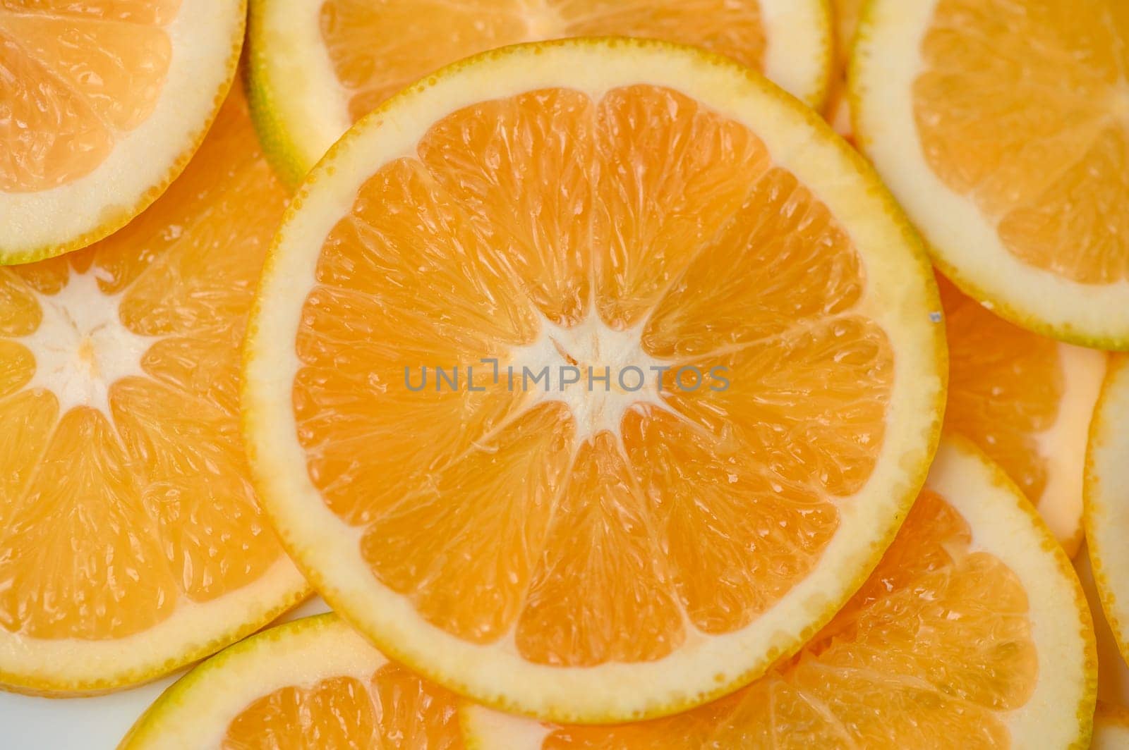 sliced ​​orange laid out on the table as a food background 4