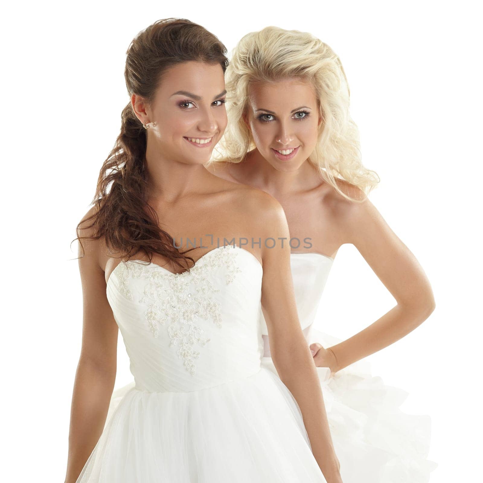 Charming models posing in wedding dresses by rivertime