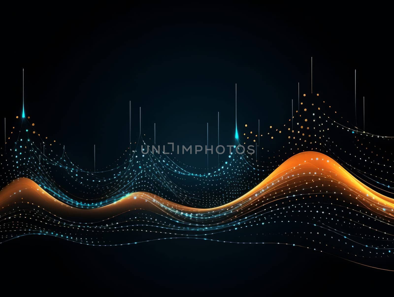 Abstract sci-fi blue and orange background, concept of digital future., AI by but_photo