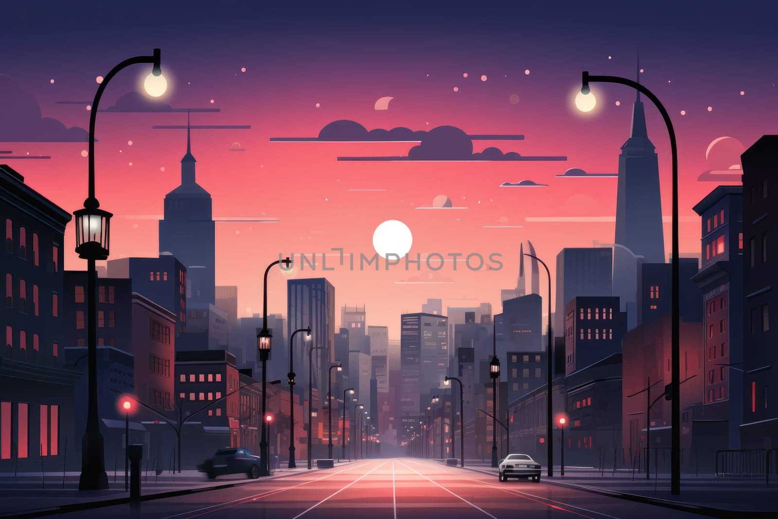 An evocative representation of urban life during winter, focusing on the enchanting vistas of city streets, buildings blanketed in snow, and the warm radiance of streetlights.