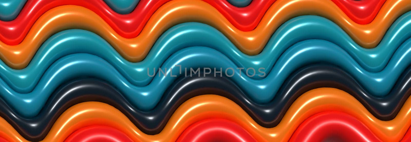 Abstract background with various inflated figures, 3D rendering illustration