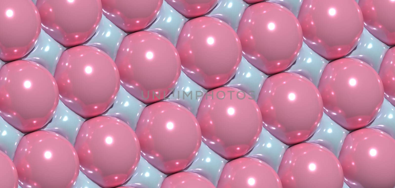 Background with pink circles, inflated shapes. 3d rendering illustration by ndanko