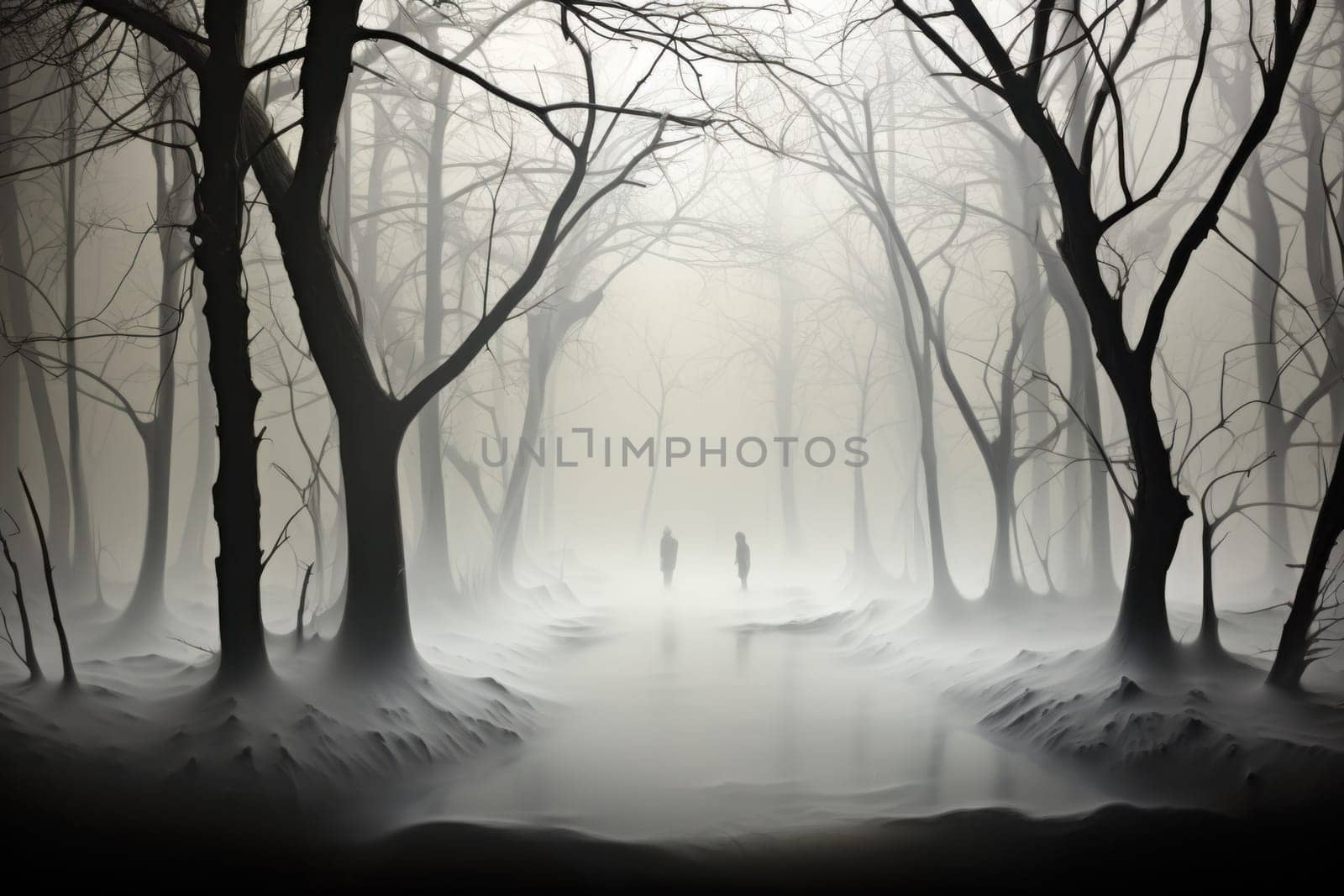 A captivating visual representation of the winter ambiance, focusing on the enigmatic allure of fog and mist enveloping the landscape, especially near bodies of water.