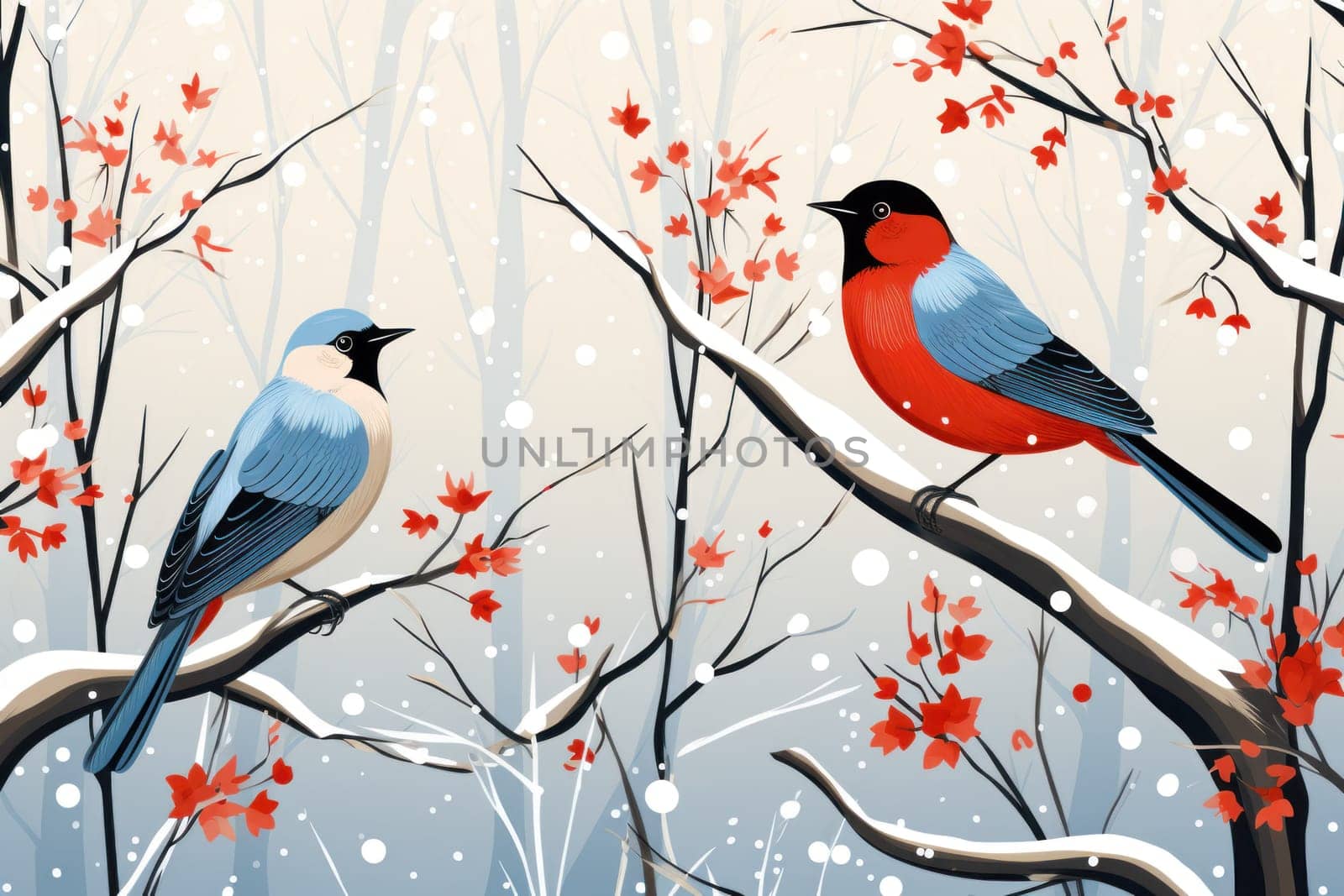 A stunning portrayal of winter's avian beauty, showcasing the artful photography of birds like cardinals, chickadees, and blue jays set against the pristine canvas of snow.