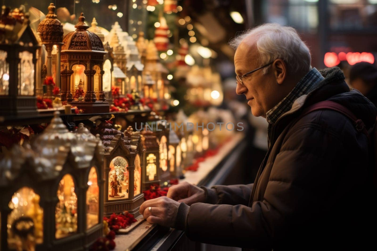 A vibrant depiction of the holiday spirit, capturing the lively ambiance of bustling markets and fairs adorned with festive decorations.