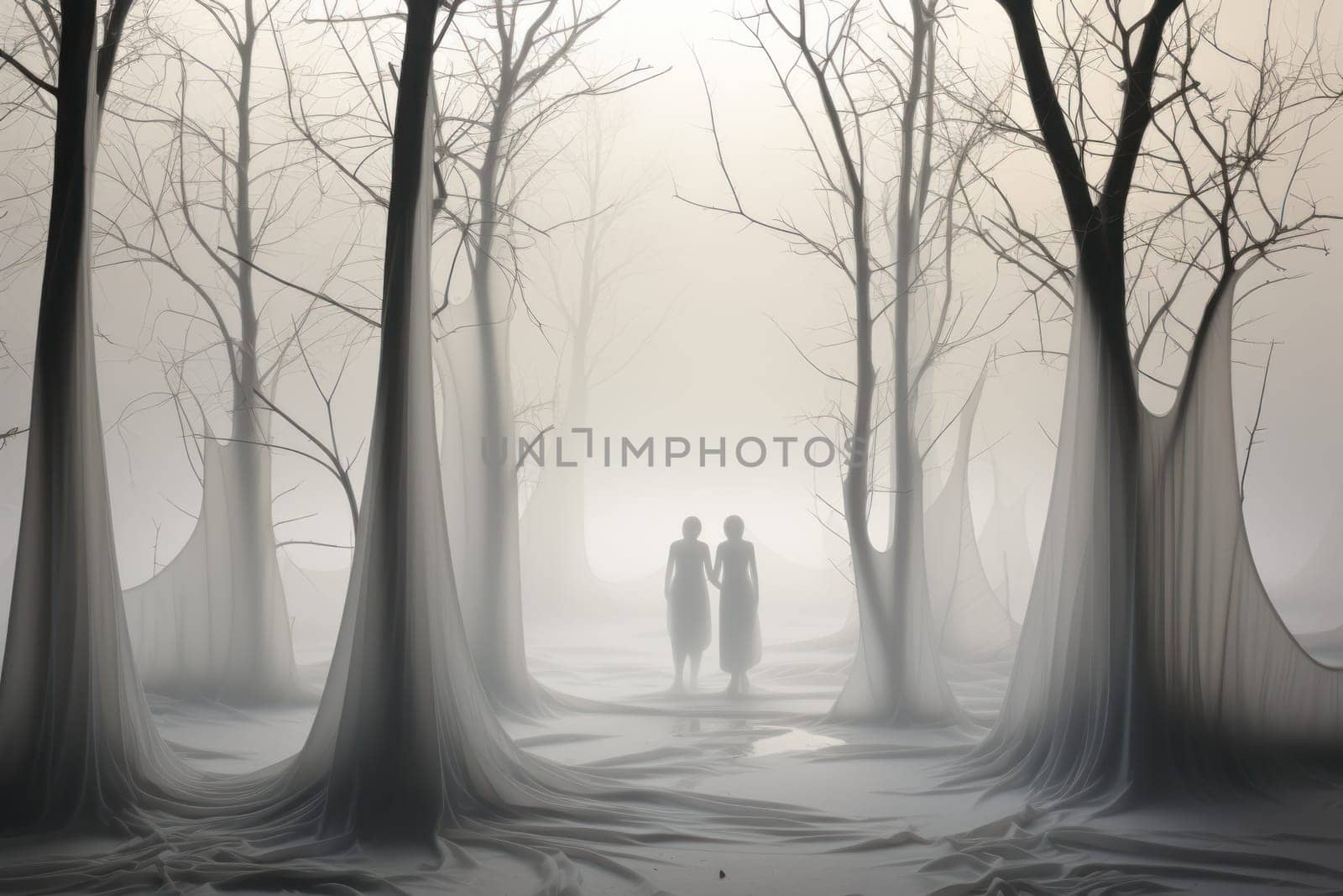 A captivating visual representation of the winter ambiance, focusing on the enigmatic allure of fog and mist enveloping the landscape, especially near bodies of water.