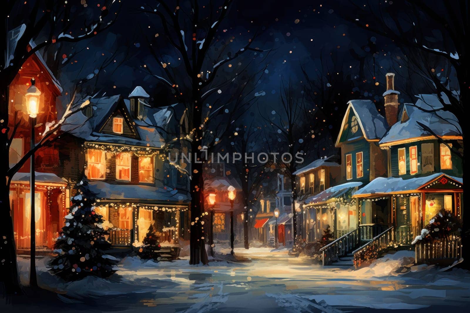 An enchanting portrayal of the holiday season, featuring the dazzling brilliance of Christmas lights, ornaments, and festive adornments that transform towns and neighborhoods into magical wonderlands.