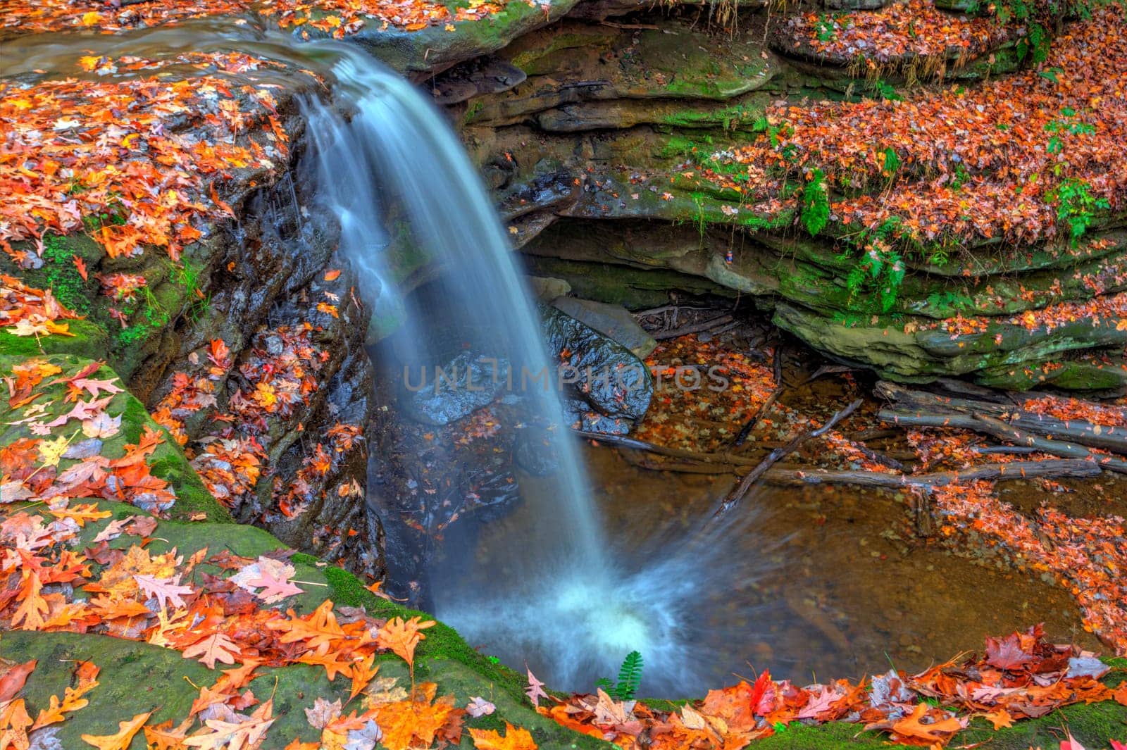 View of Dundee Falls in Autumn, Beach City Wilderness Area, Ohio