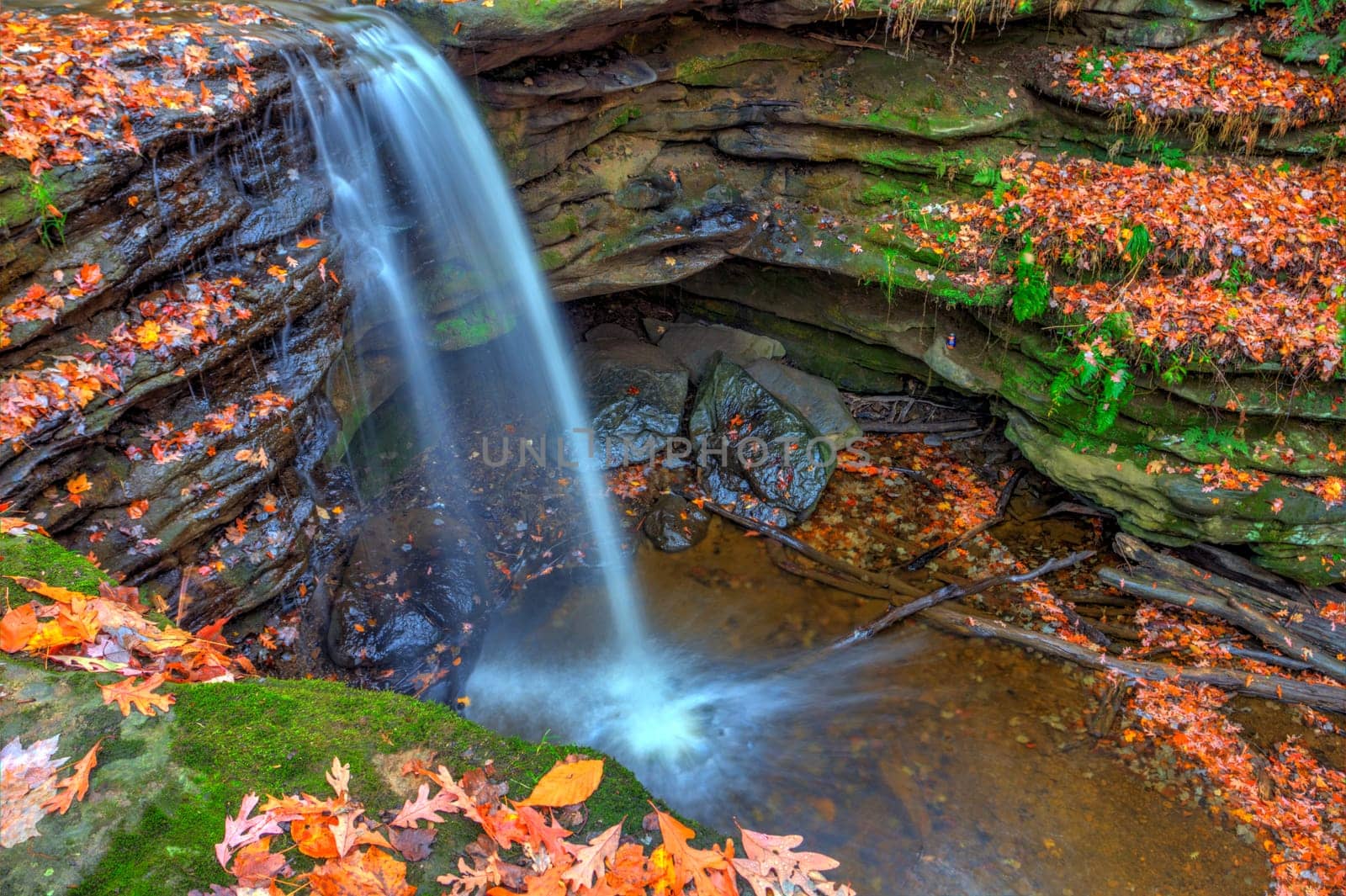 View of Dundee Falls in Autumn, Beach City Wilderness Area, Ohio