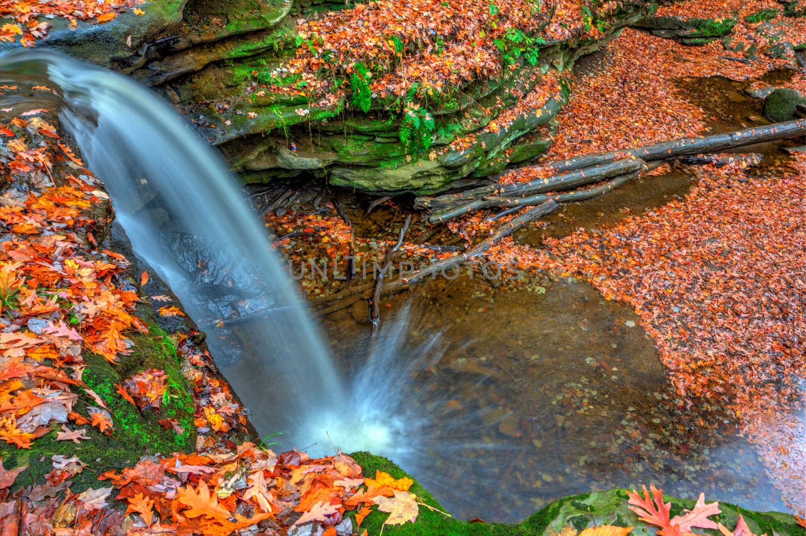 View of Dundee Falls in Autumn, Beach City Wilderness Area, Ohio
