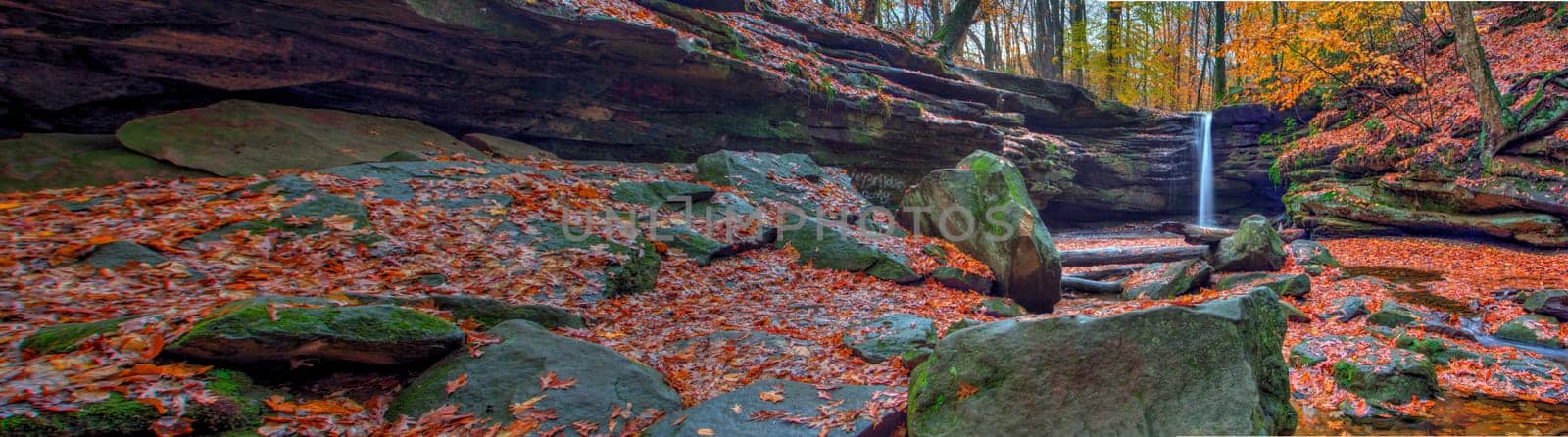 View of Dundee Falls in Autumn, Beach City Wilderness Area, Ohio