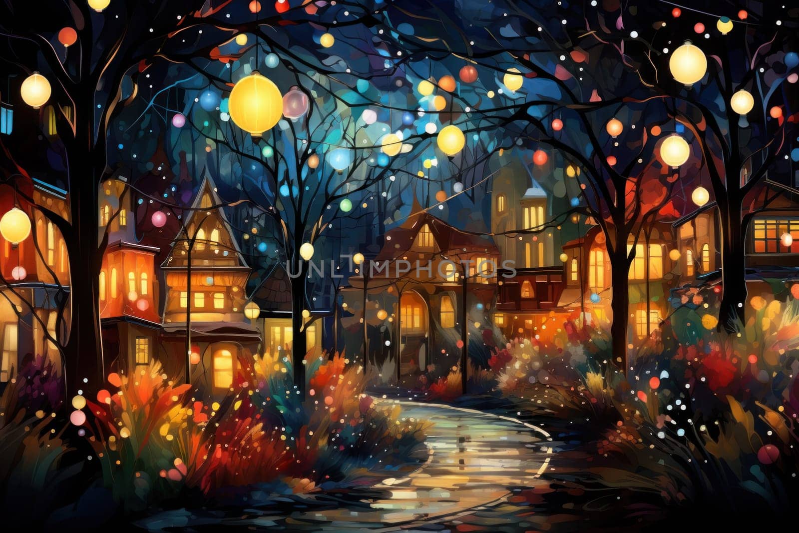 An enchanting portrayal of the holiday season, featuring the dazzling brilliance of Christmas lights, ornaments, and festive adornments that transform towns and neighborhoods into magical wonderlands.