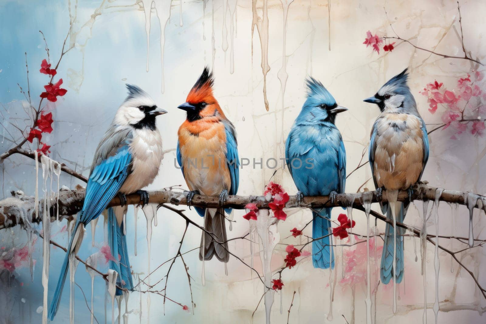 A stunning portrayal of winter's avian beauty, showcasing the artful photography of birds like cardinals, chickadees, and blue jays set against the pristine canvas of snow.