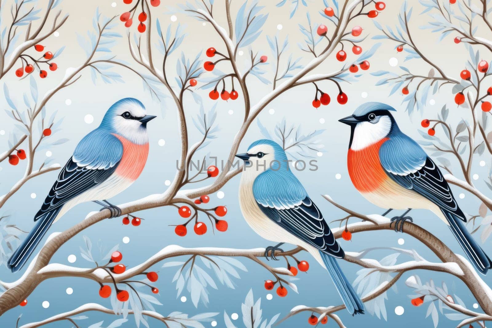 A stunning portrayal of winter's avian beauty, showcasing the artful photography of birds like cardinals, chickadees, and blue jays set against the pristine canvas of snow.