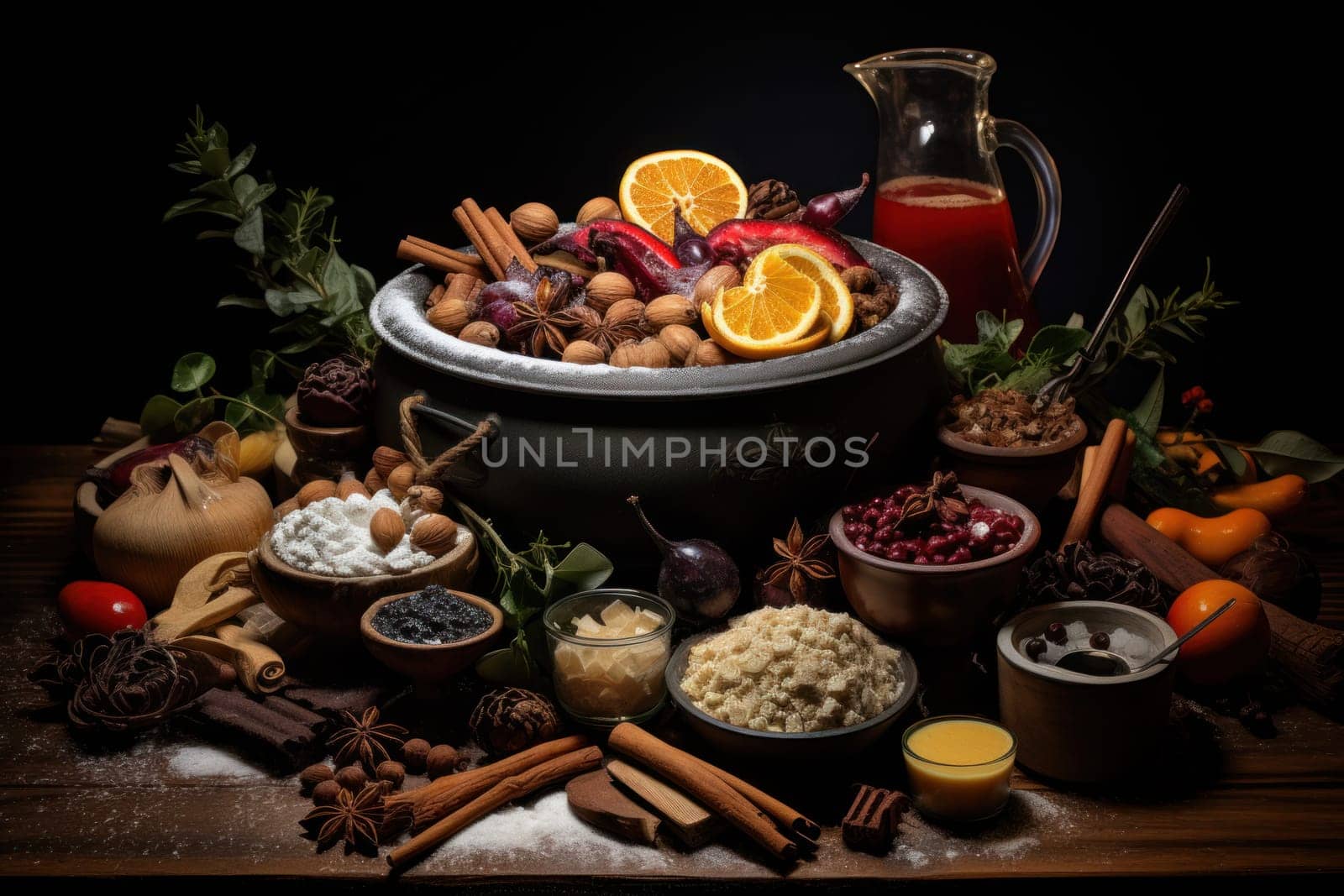 A mouthwatering portrayal of winter's culinary delights, showcasing the artful photography of winter-inspired dishes and beverages like hot soup, roasted chestnuts, and mulled wine.