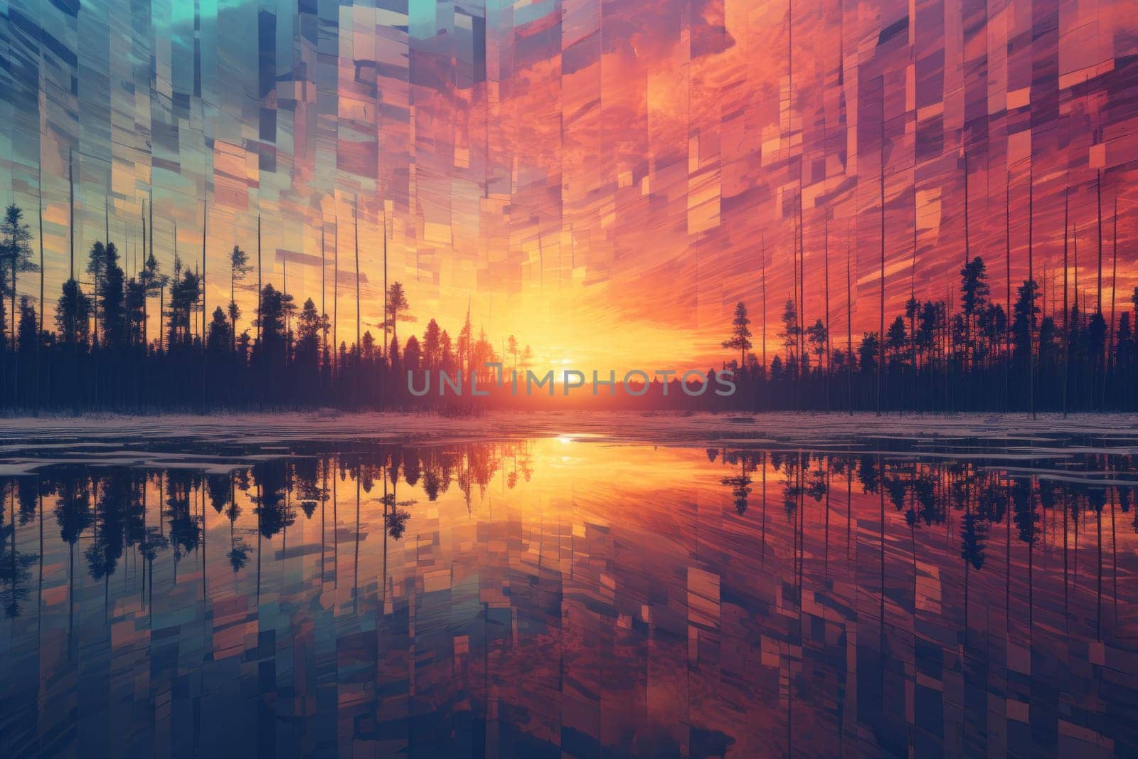 An exquisite visual representation of the winter skies, highlighting the unique color schemes and breathtaking beauty brought by the low-angled sun during winter sunrises and sunsets.