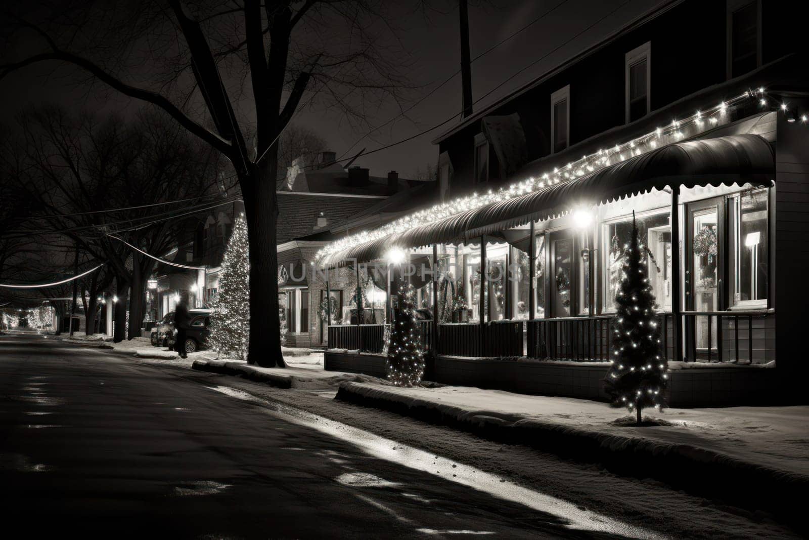 An enchanting portrayal of the holiday season, featuring the dazzling brilliance of Christmas lights, ornaments, and festive adornments that transform towns and neighborhoods into magical wonderlands.