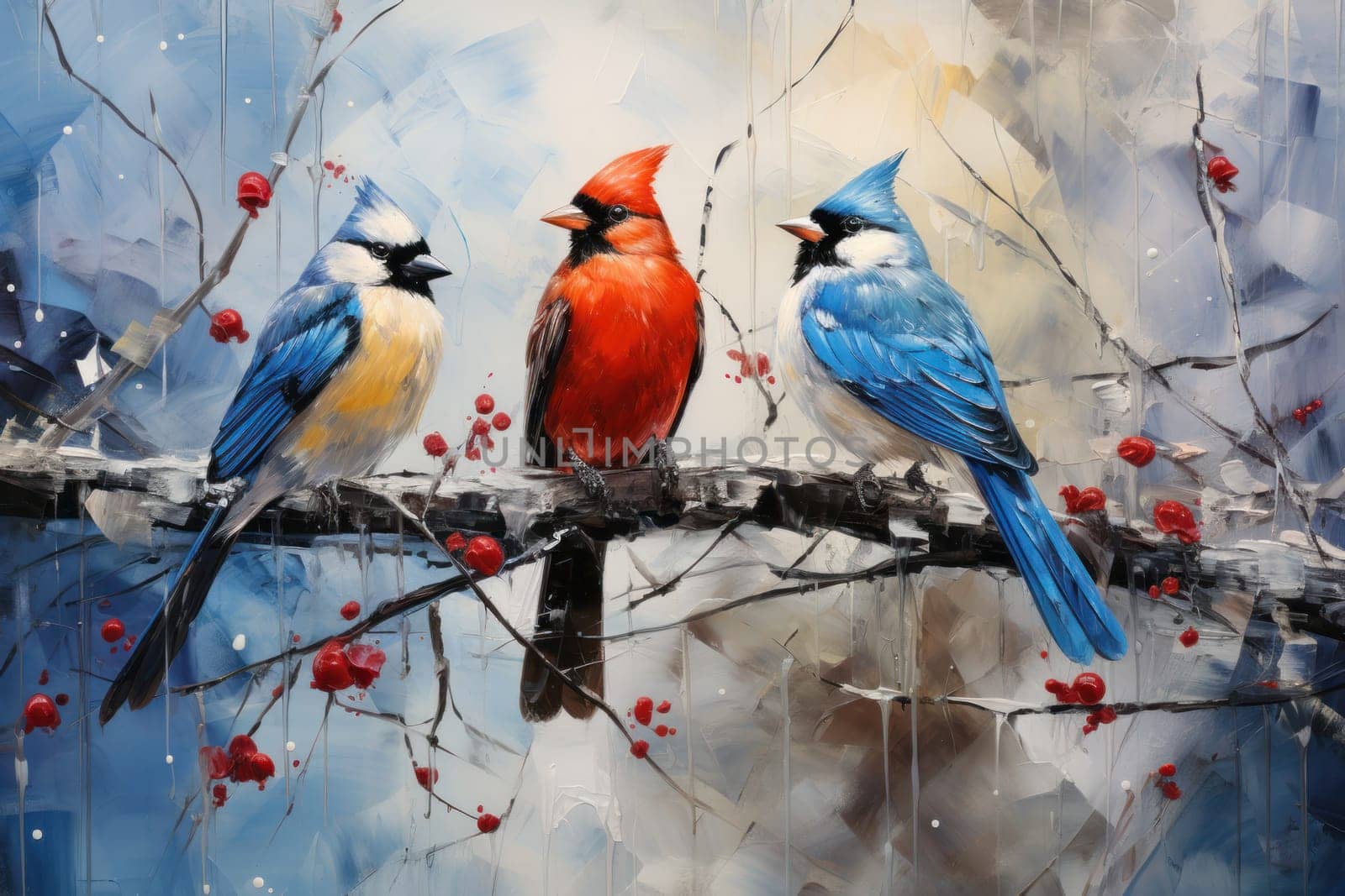 A stunning portrayal of winter's avian beauty, showcasing the artful photography of birds like cardinals, chickadees, and blue jays set against the pristine canvas of snow.