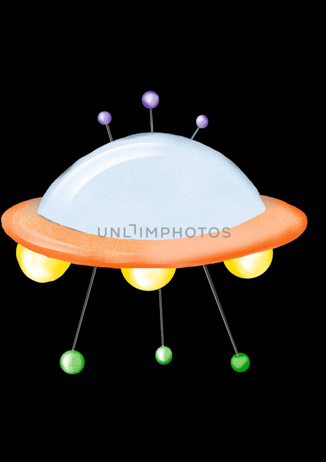 cartoon spaceship illustration. for printing on T-shirts, children's textiles, stickers. High quality illustration