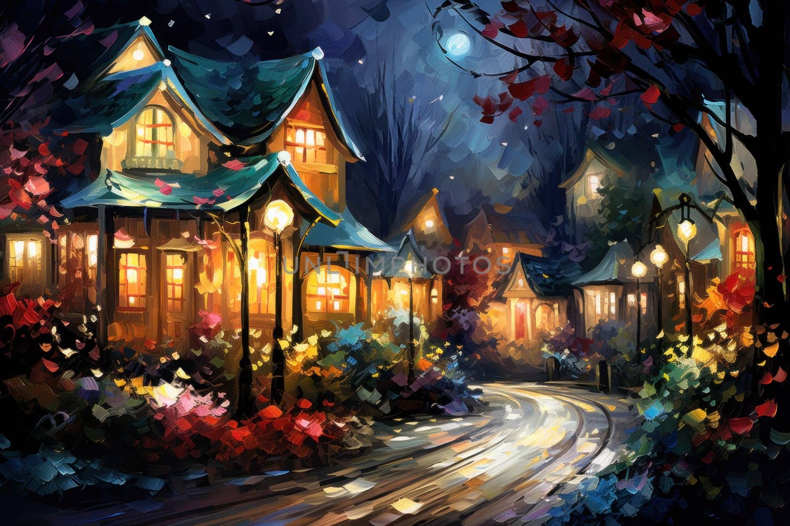 An enchanting portrayal of the holiday season, featuring the dazzling brilliance of Christmas lights, ornaments, and festive adornments that transform towns and neighborhoods into magical wonderlands.