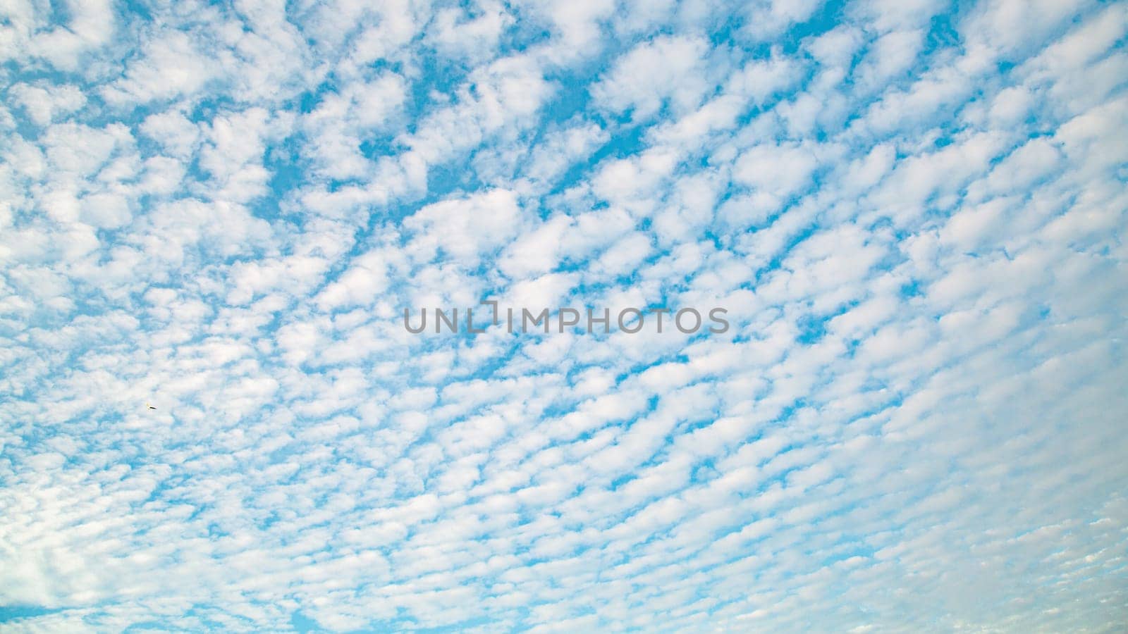 Blue sky background with clouds. Beauty clear cloudy sunshine calm bright texture. Vivid cyan landscape in spring day environment