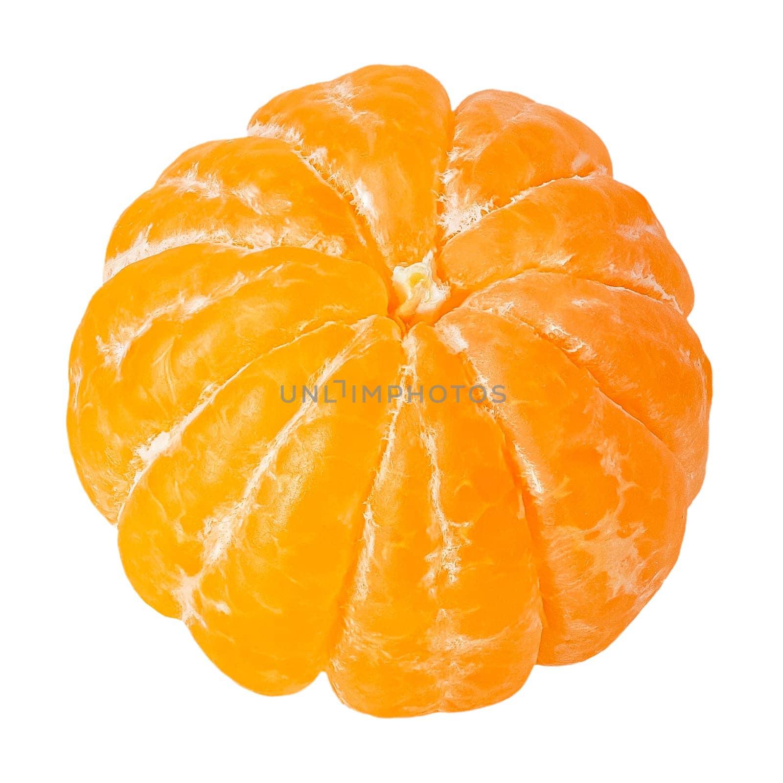 Isolated citrus fruit. One tangerine isolated on white background. Packaging concept. Full depth of field. Clip art image for package design.