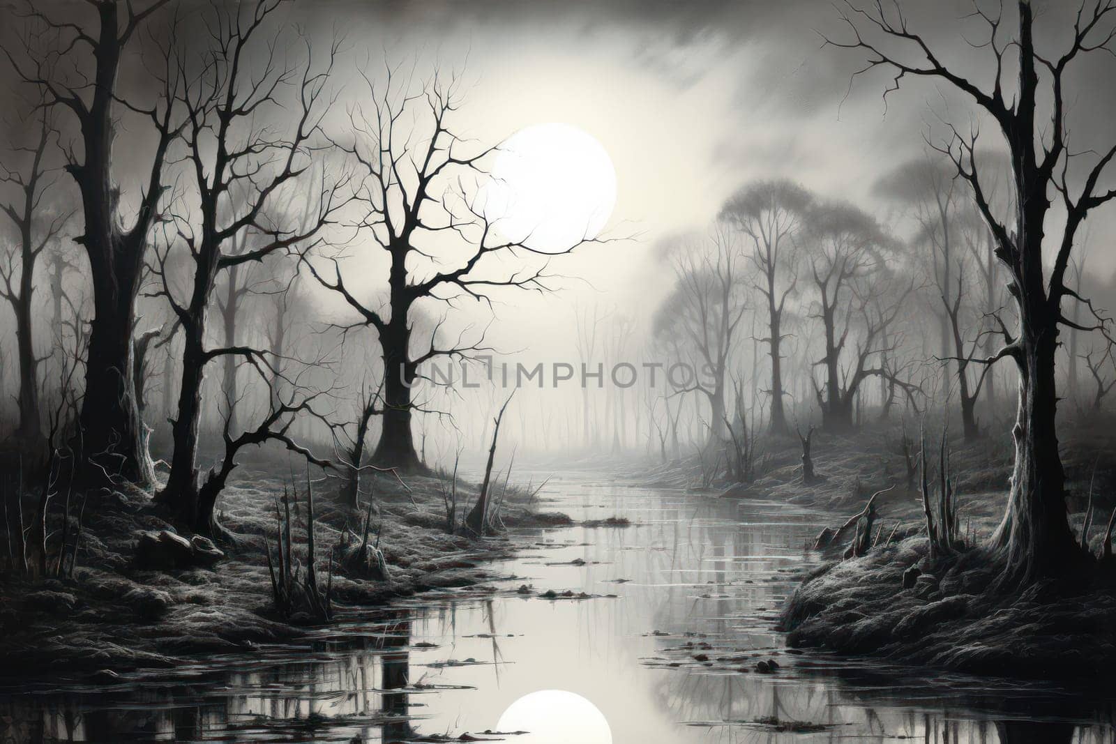 A captivating visual representation of the winter ambiance, focusing on the enigmatic allure of fog and mist enveloping the landscape, especially near bodies of water.