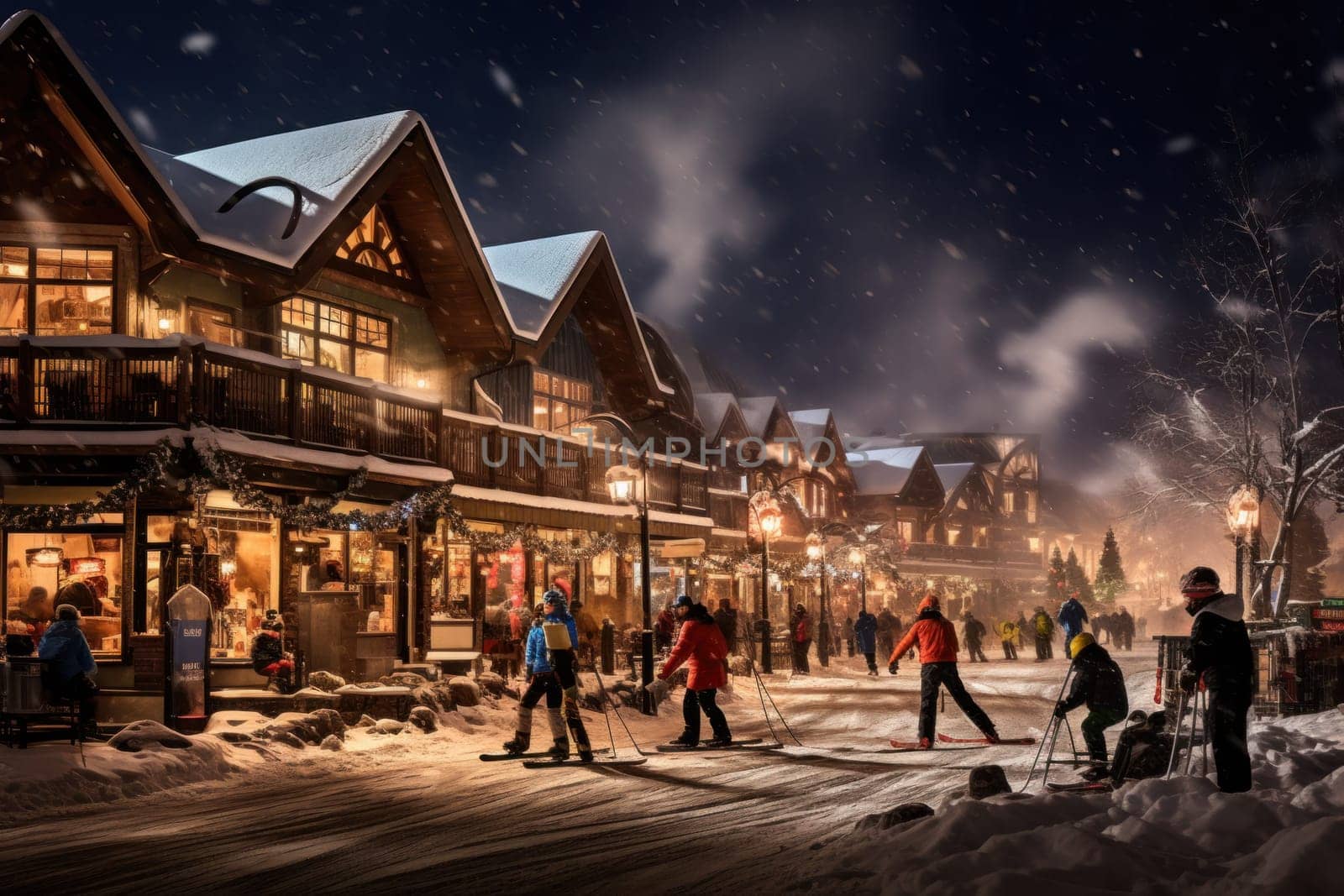 A dynamic portrayal of the winter wonderland at ski resorts, capturing the exhilaration and scenic beauty.