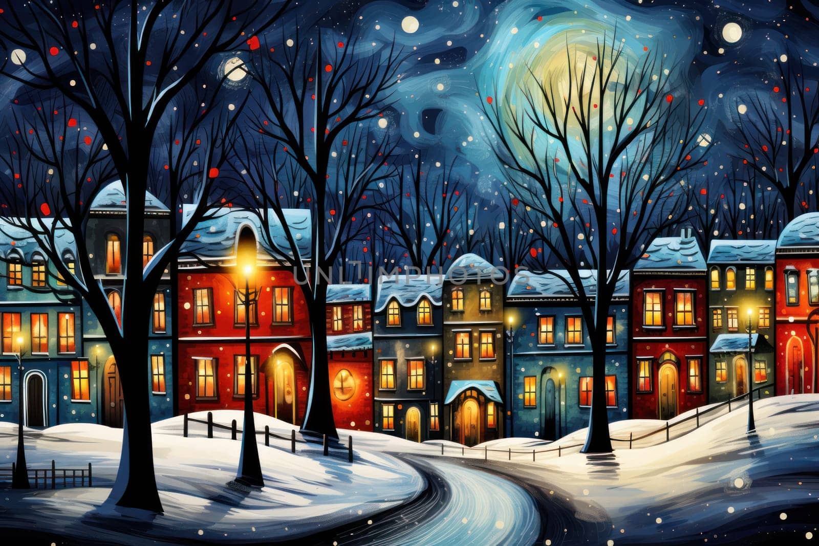 An enchanting portrayal of the holiday season, featuring the dazzling brilliance of Christmas lights, ornaments, and festive adornments that transform towns and neighborhoods into magical wonderlands.