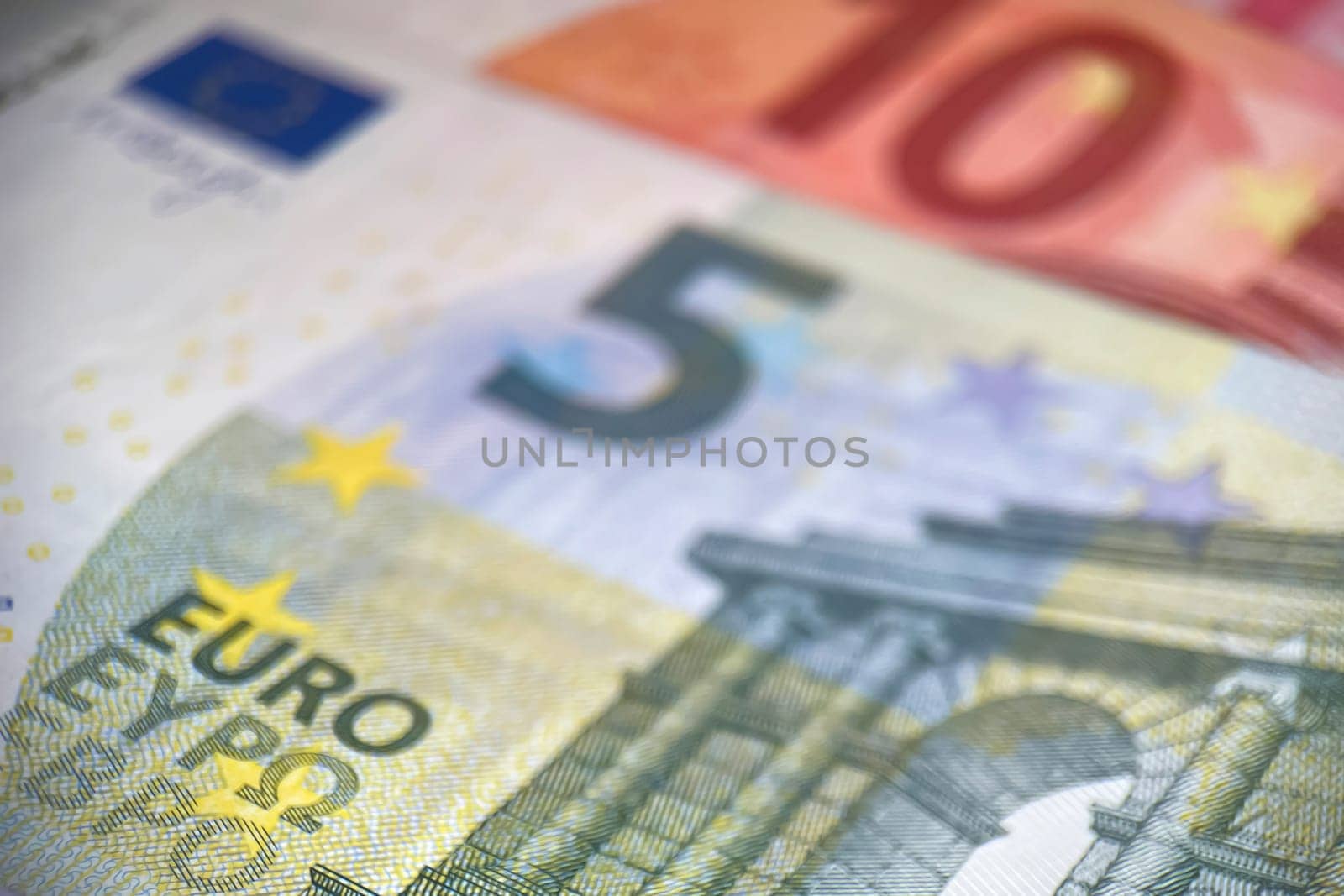 Euro banknotes. Euro, the common currency of the European Union. A financial instrument that plays an important role in the European economy.