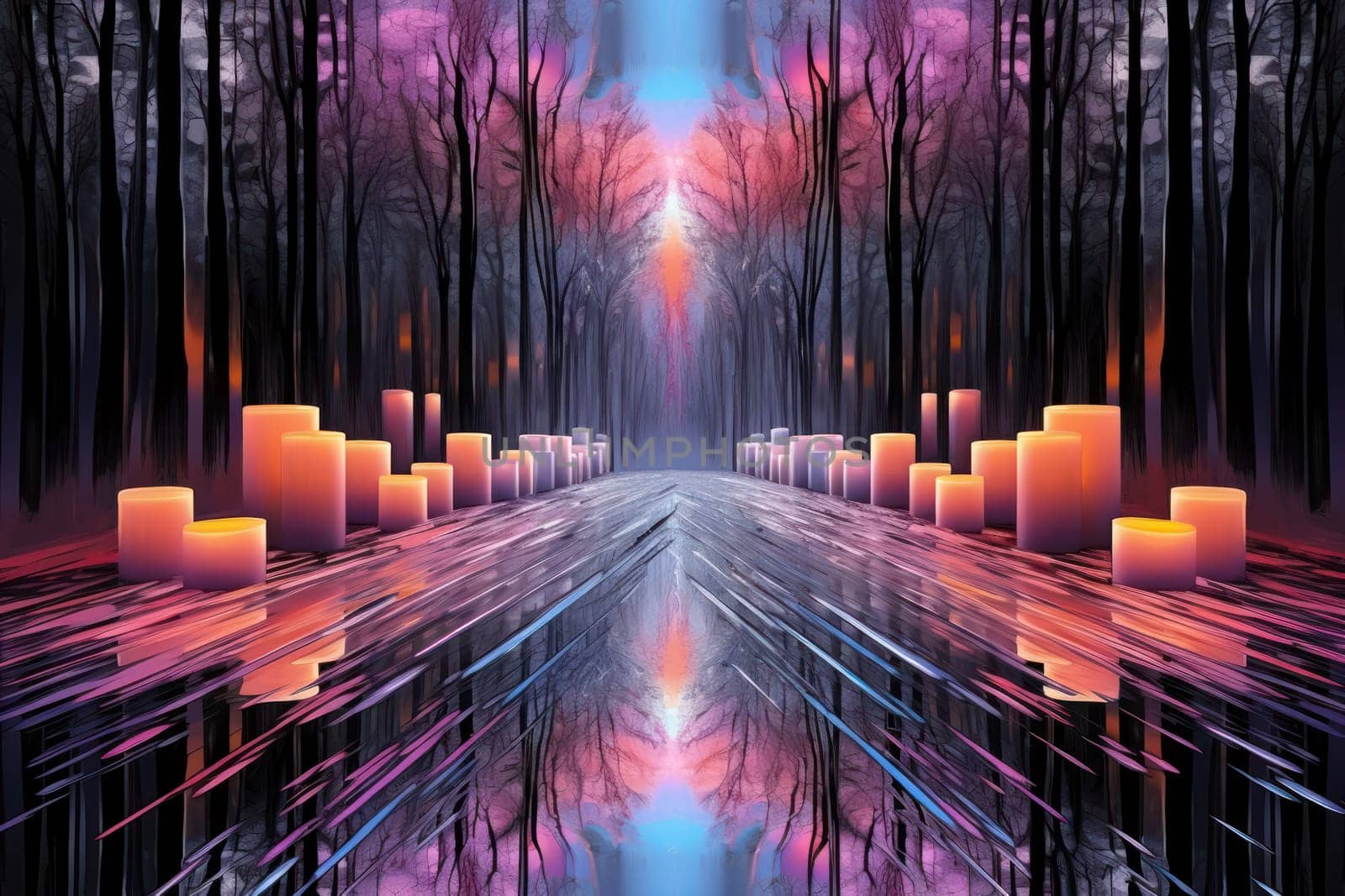 A captivating portrayal of the winter charm, focusing on the creation of cozy and welcoming visuals using the soft glow of candles or lanterns against the snowy backdrop.