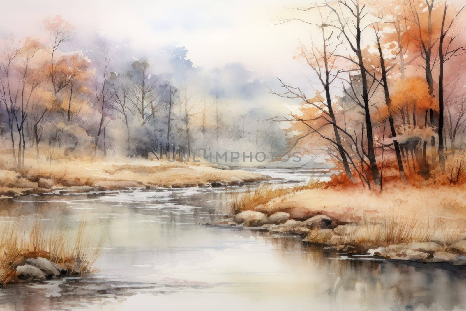 A captivating visual representation of the winter ambiance, focusing on the enigmatic allure of fog and mist enveloping the landscape, especially near bodies of water.