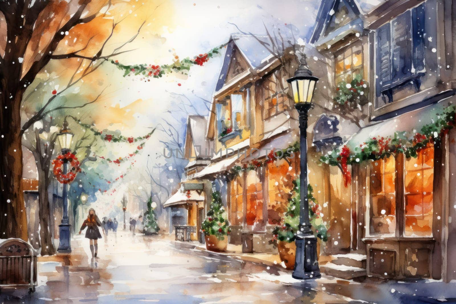 An enchanting portrayal of the holiday season, featuring the dazzling brilliance of Christmas lights, ornaments, and festive adornments that transform towns and neighborhoods into magical wonderlands.