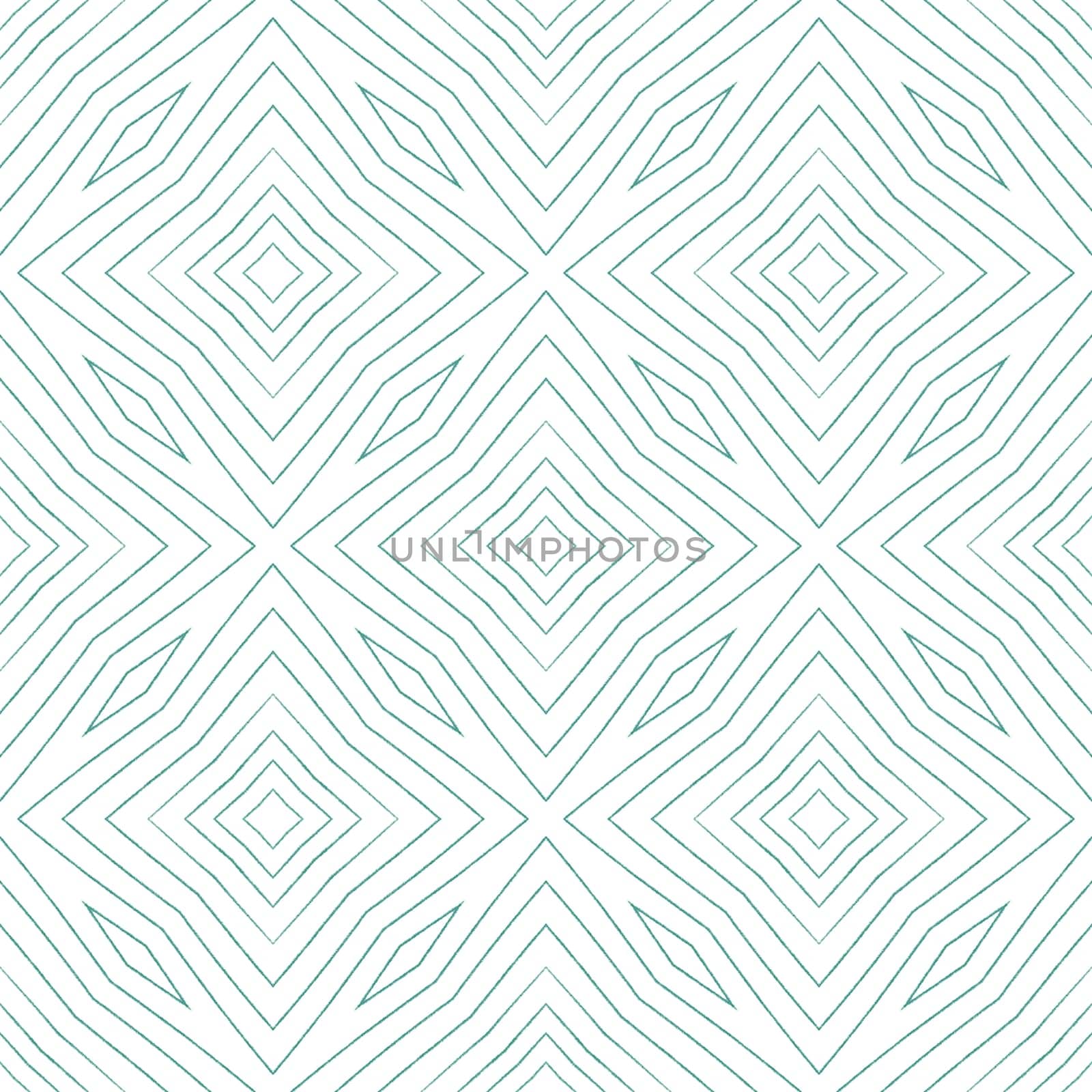 Chevron stripes design. Turquoise symmetrical kaleidoscope background. Textile ready astonishing print, swimwear fabric, wallpaper, wrapping. Geometric chevron stripes pattern.