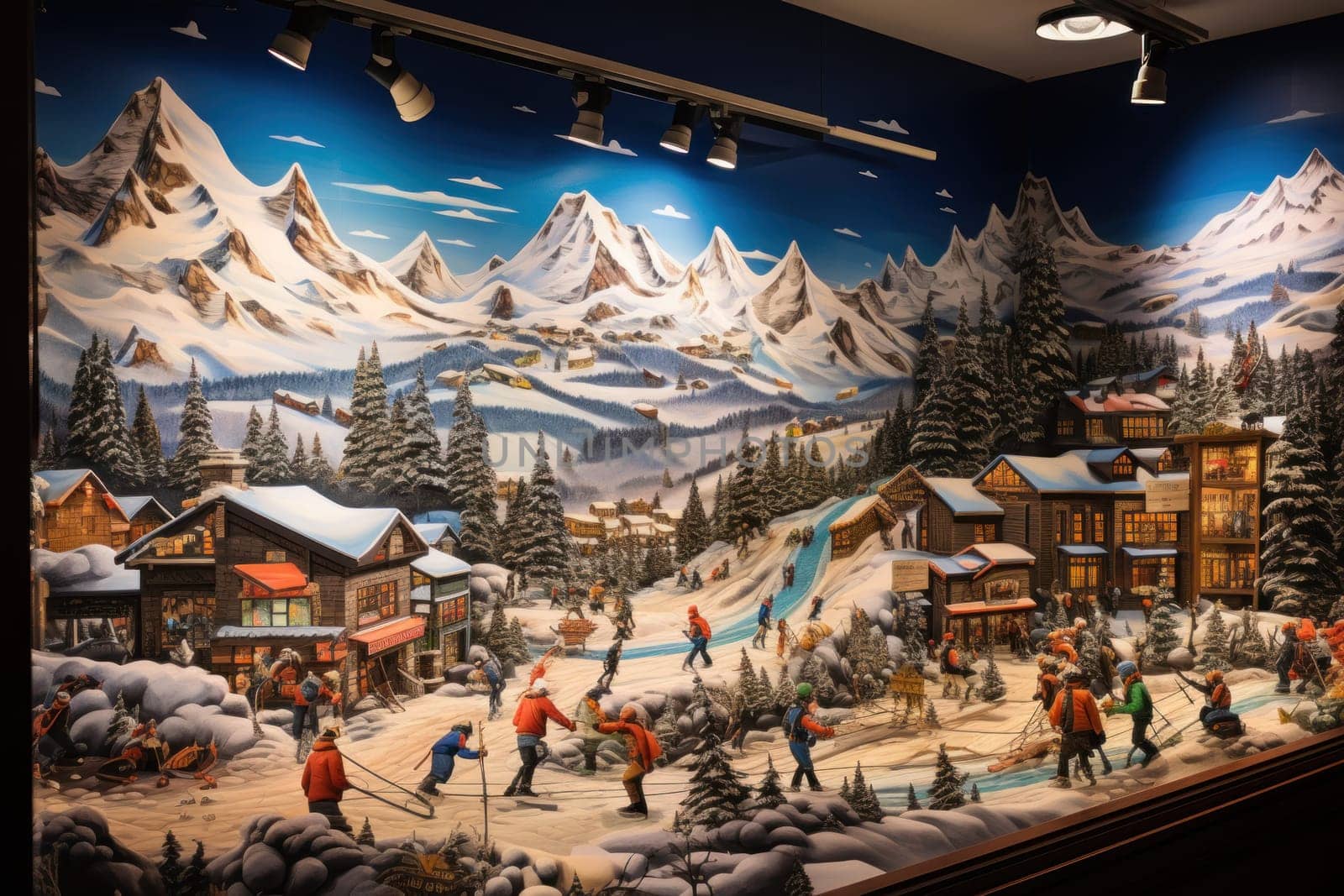 A dynamic portrayal of the winter wonderland at ski resorts, capturing the exhilaration and scenic beauty.