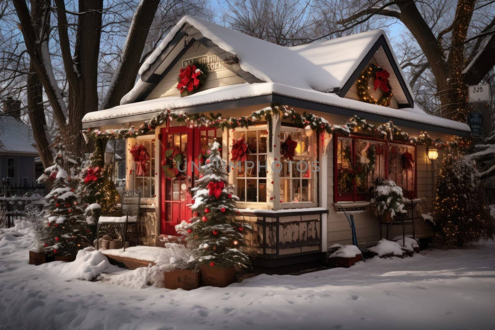 An enchanting portrayal of the holiday season, featuring the dazzling brilliance of Christmas lights, ornaments, and festive adornments that transform towns and neighborhoods into magical wonderlands.