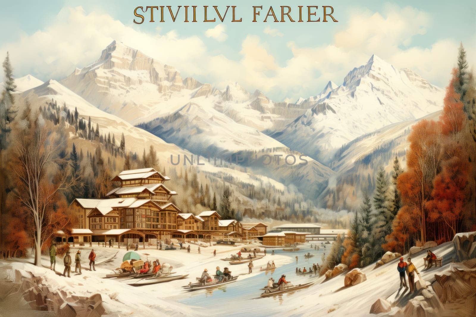 A dynamic portrayal of the winter wonderland at ski resorts, capturing the exhilaration and scenic beauty.