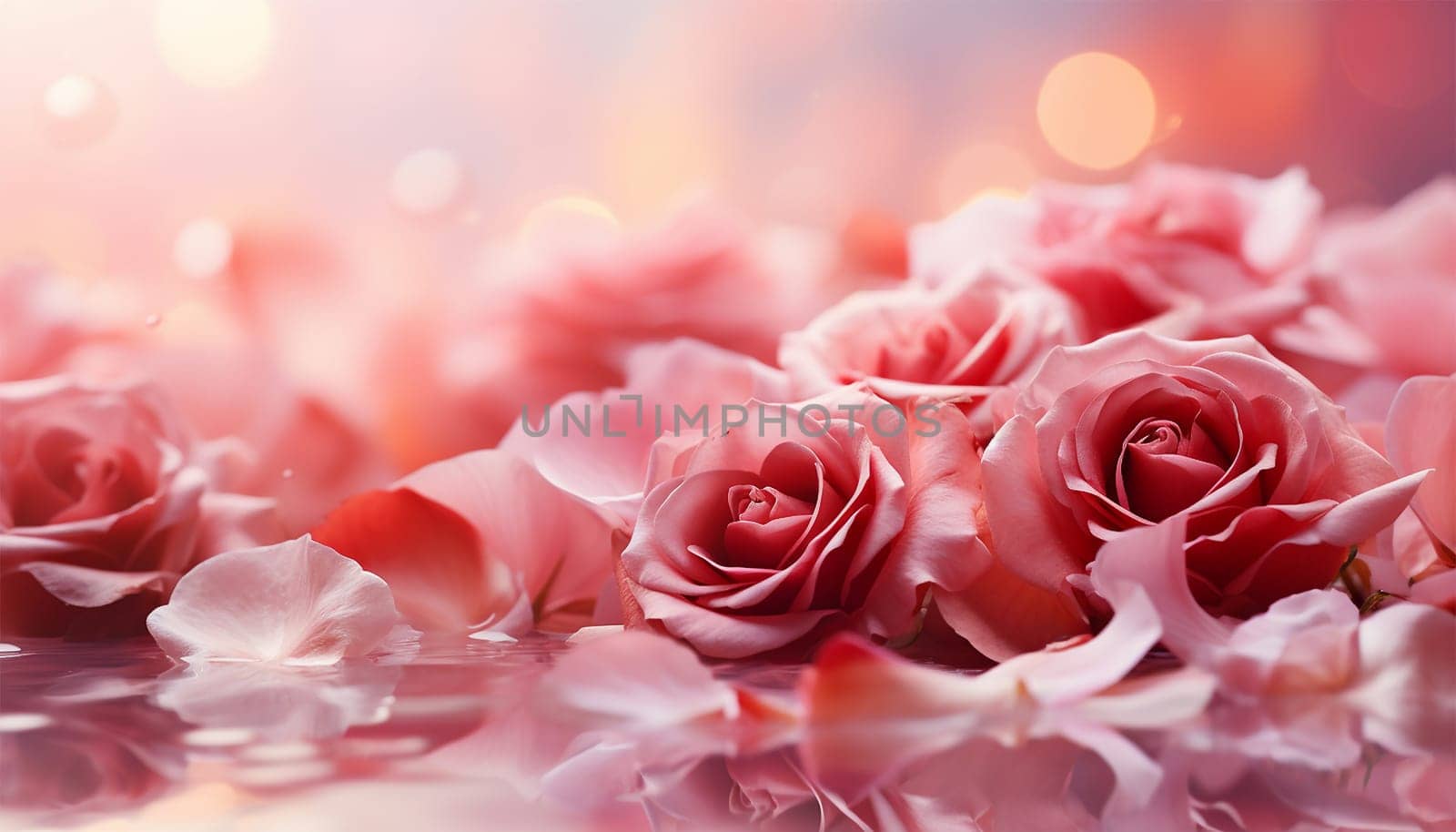 Romantic Valentine background, pink,red rose petals. Valentines Day Heart Made of Red Roses Isolated on White Background. by Annebel146