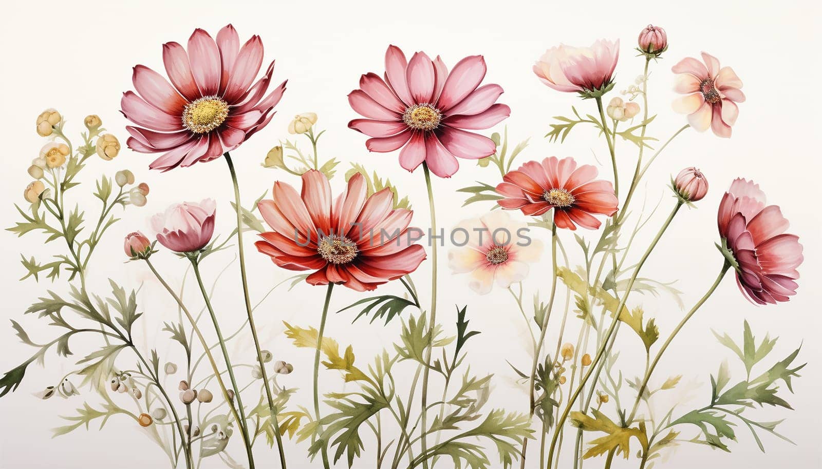 Beautiful chamomile daisy flower on neutral background. Minimalist floral concept with copy space. Creative still life summer, spring background Pink colors. Vintage stylish background Space for text