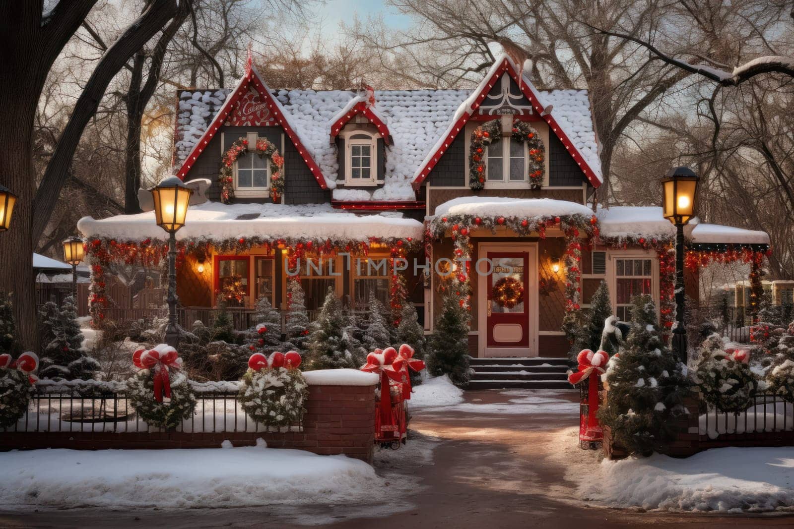 An enchanting portrayal of the holiday season, featuring the dazzling brilliance of Christmas lights, ornaments, and festive adornments that transform towns and neighborhoods into magical wonderlands.