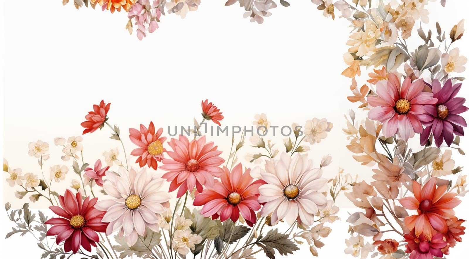 Beautiful chamomile daisy flower on neutral background. Minimalist floral concept with copy space. Creative still life summer, spring background Pink colors. Vintage stylish background Space for text